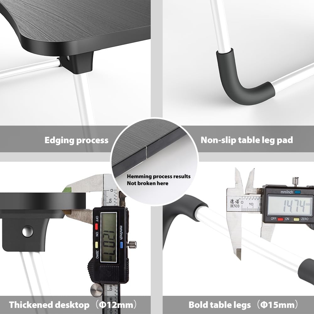 Bed Table Elekin Folding Lap Desk Laptop with Large, Black&white