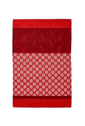 Coucke French Cotton Jacquard Towel, Red bastide Design, 20-Inches by 30-Inches