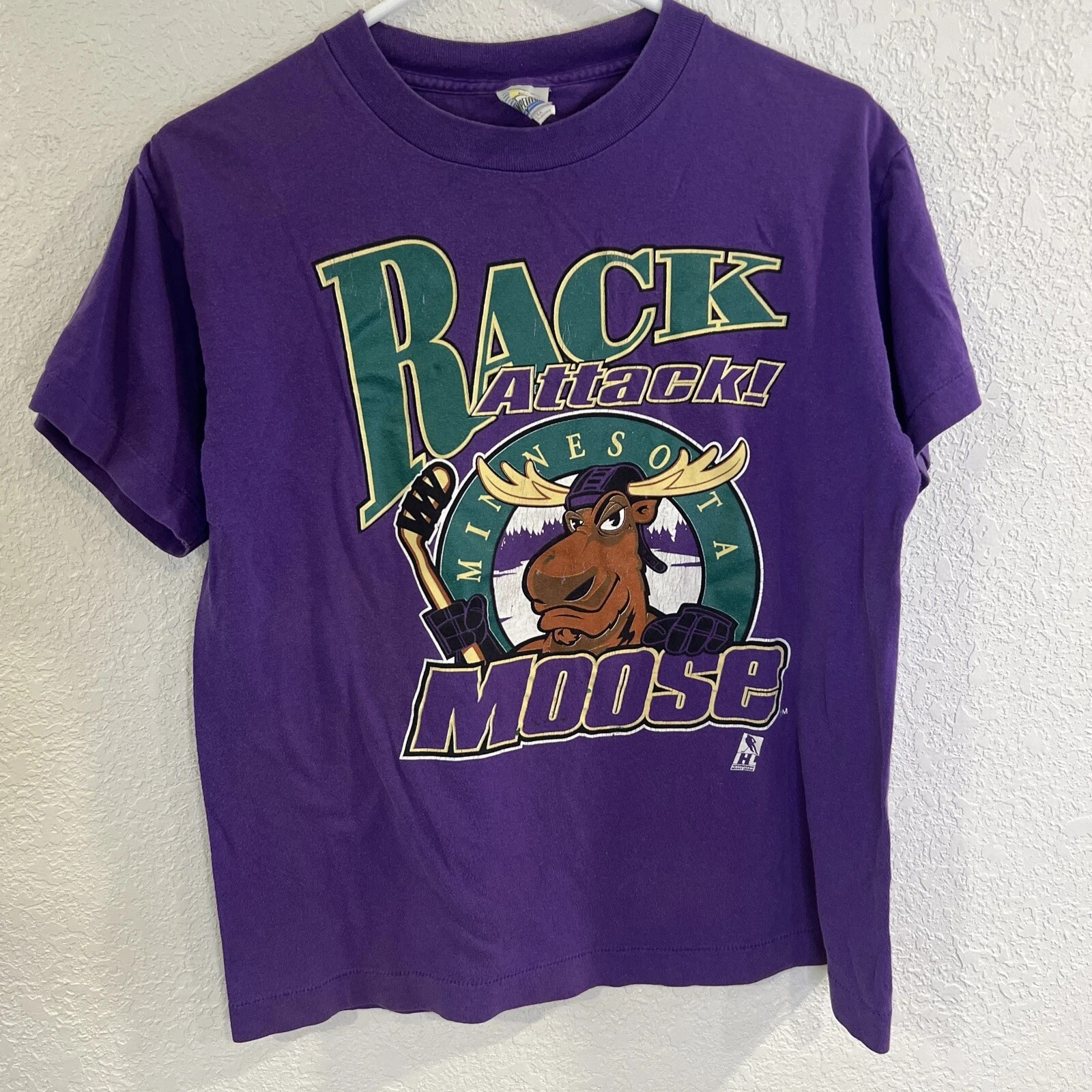 Vintage Minnesota Moose IHL Hockey purple color shirt reprint VK11629