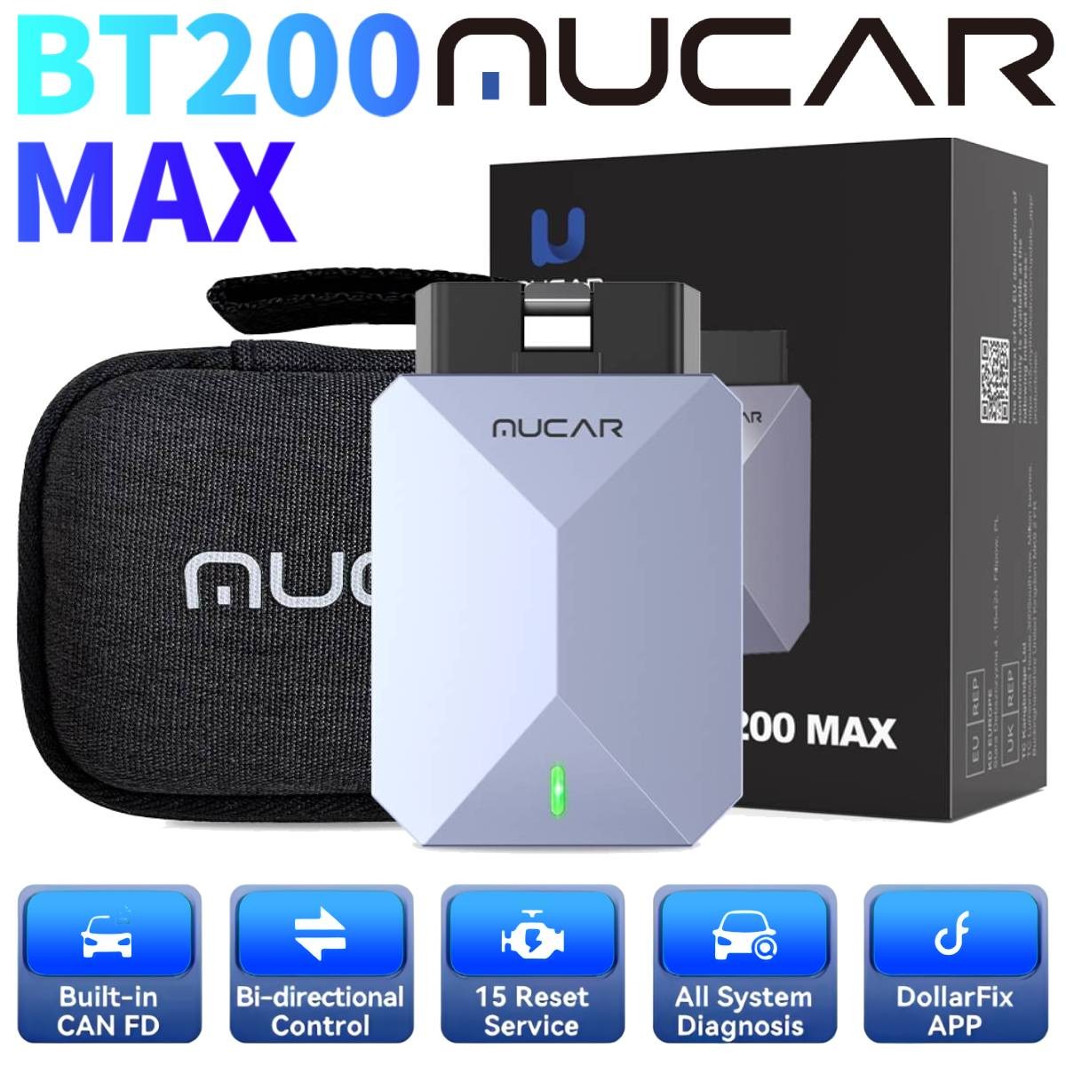 CAN-FD & FCA MUCAR BT200 MAX Supported Car AI Diagnostic OBD2 Scanner Tool USA