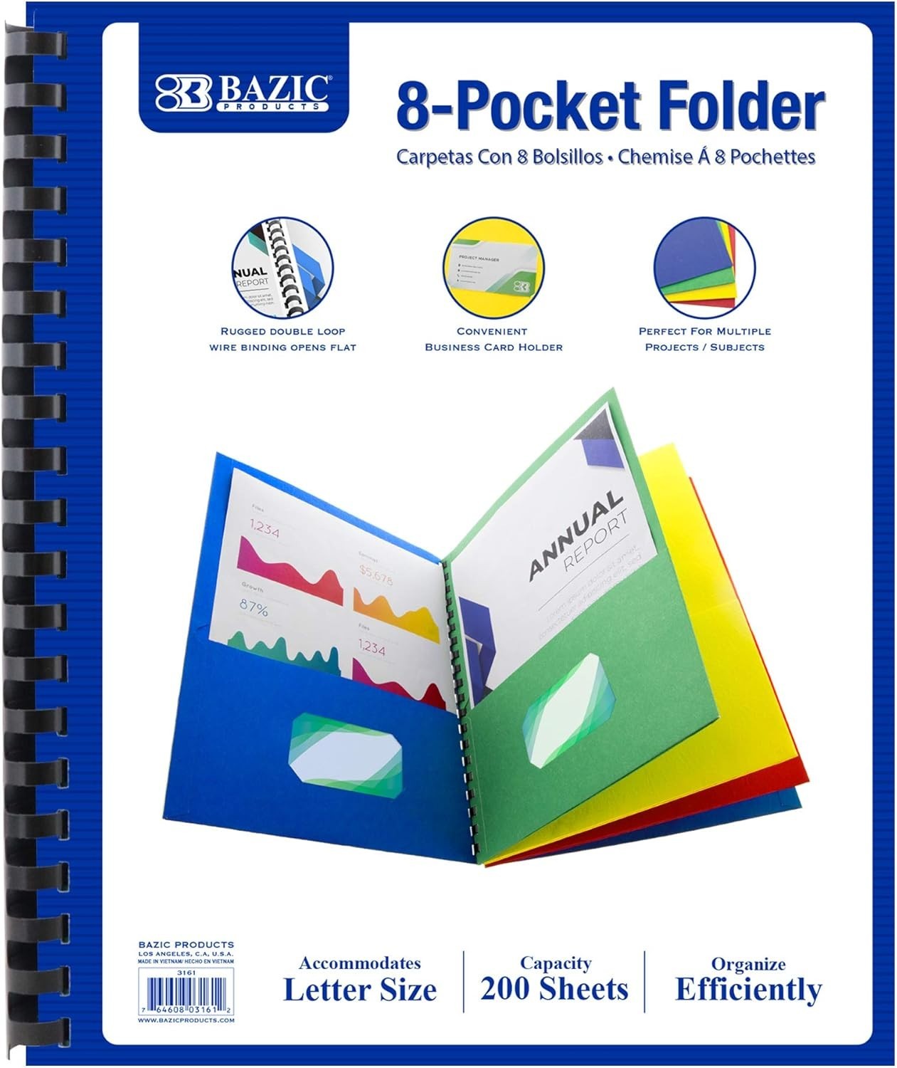 Complete Your Workspace: 12 Assorted 8-Pocket Folders for School & Office Use