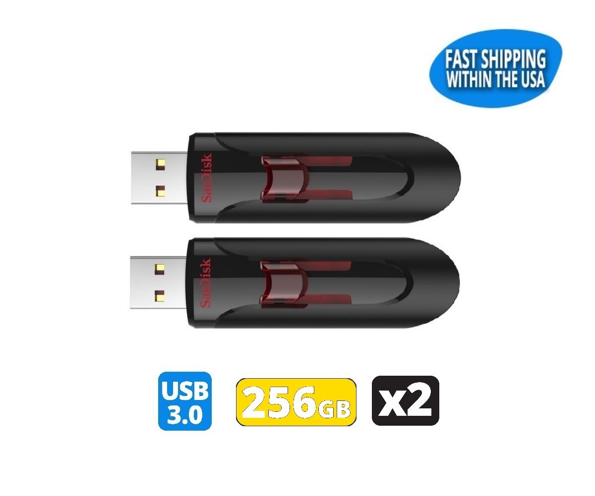 Sandisk Cruzer Glide 256GB 3.0 Flash Drive USB Thumb Drive (2 Pack)