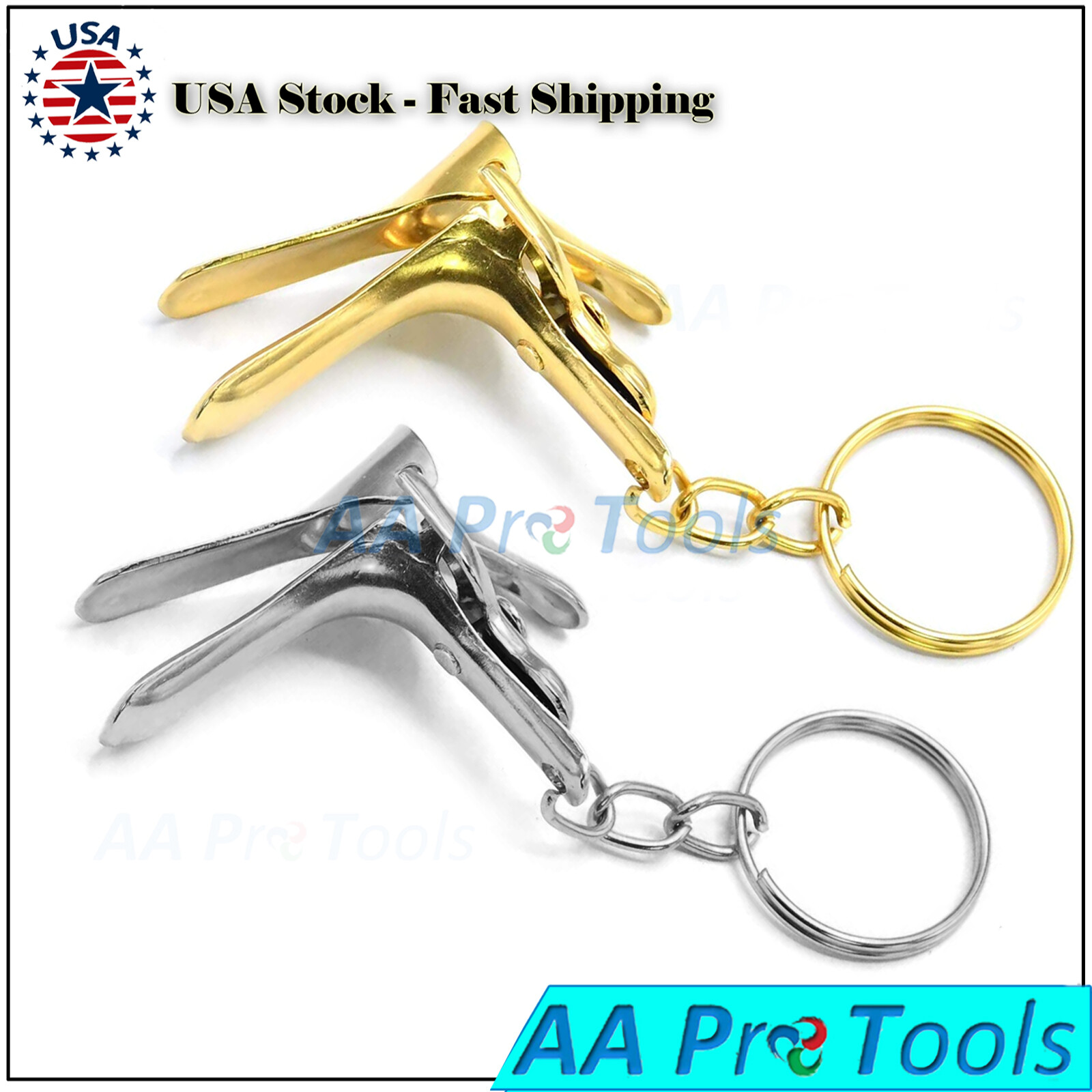 Miniature Gynecological Speculum Set of 2 (Silver + Gold) Stainless Steel