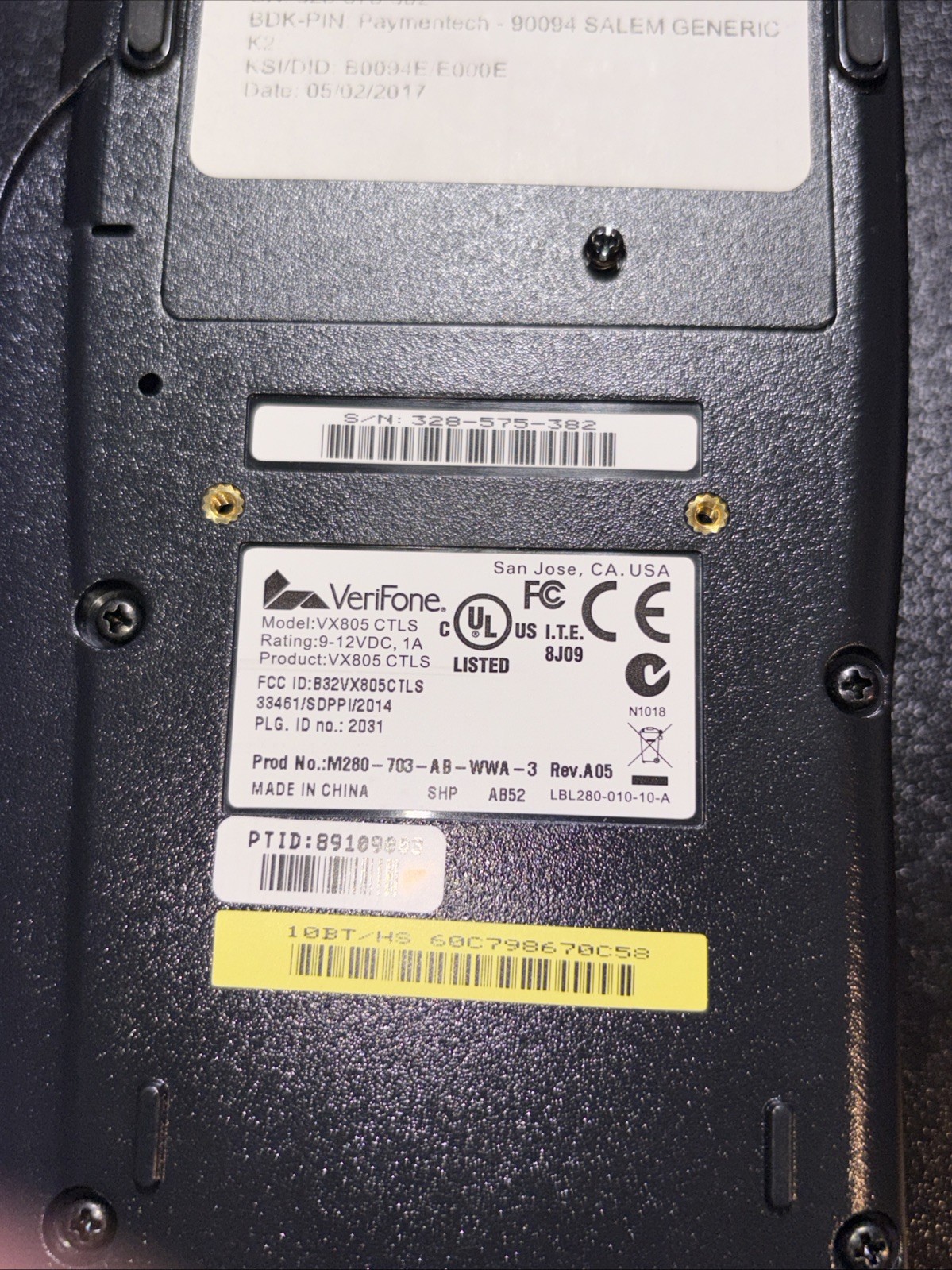 VeriFone VX805 CTLS Pin Pad Chip/Card Reader