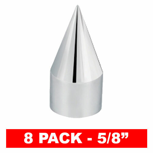 8 Pack Chrome Spike Hex Nut Bolt Press On Covers Car & Truck Motorcycle - 5/8"
