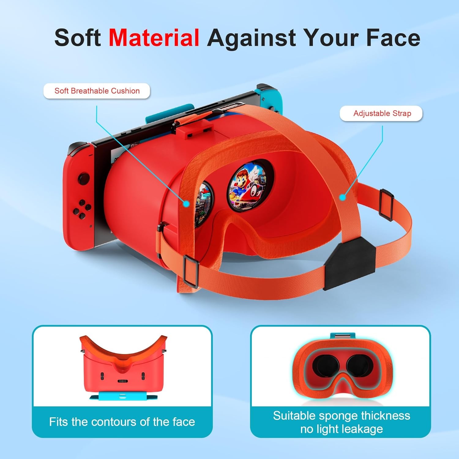 VR Headset for Nintendo Switch OLED Adjustable HD Lenses 3D Glasses Labo VR Kit