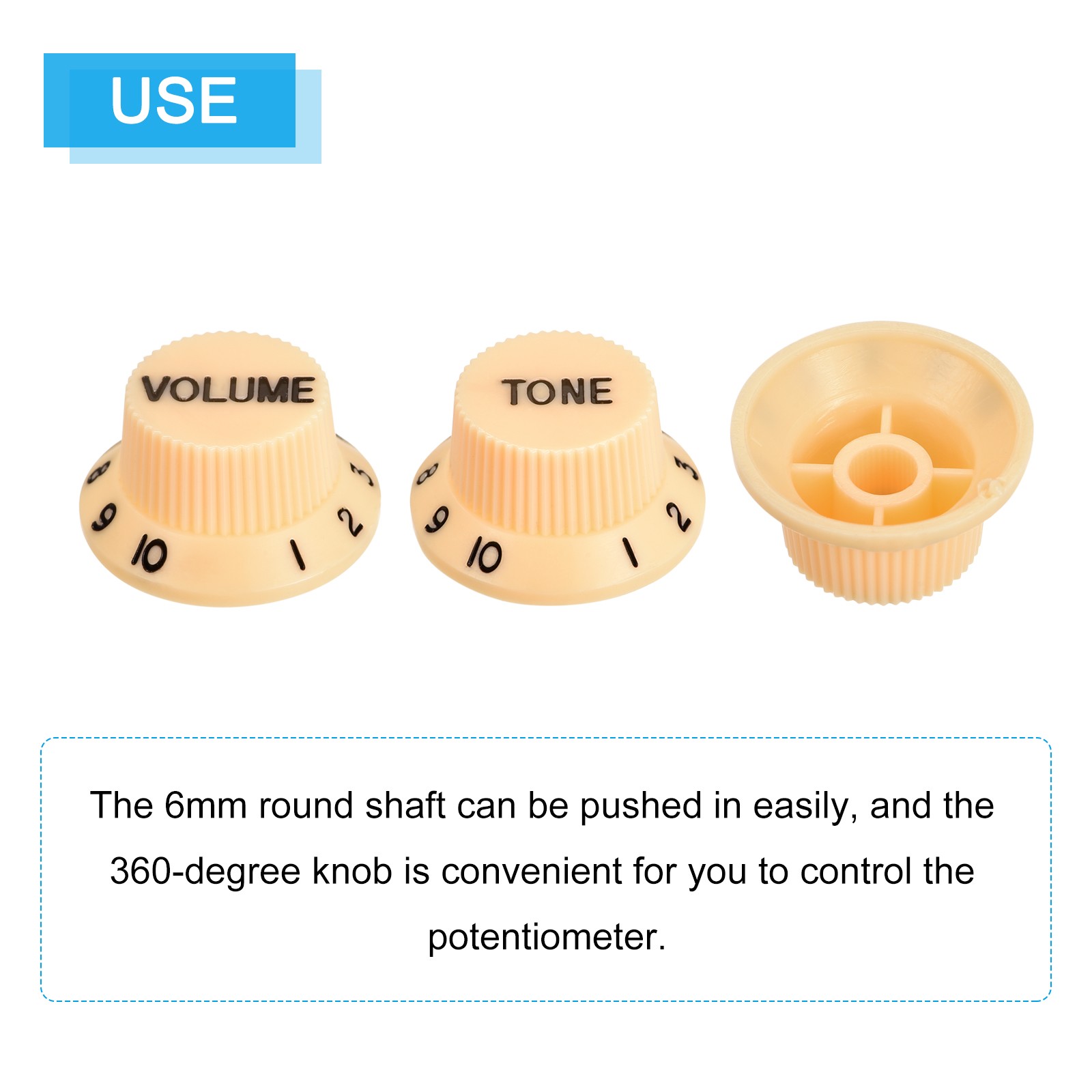 Speed Control Knobs 1Volume 2Tone Cream with Black Characters