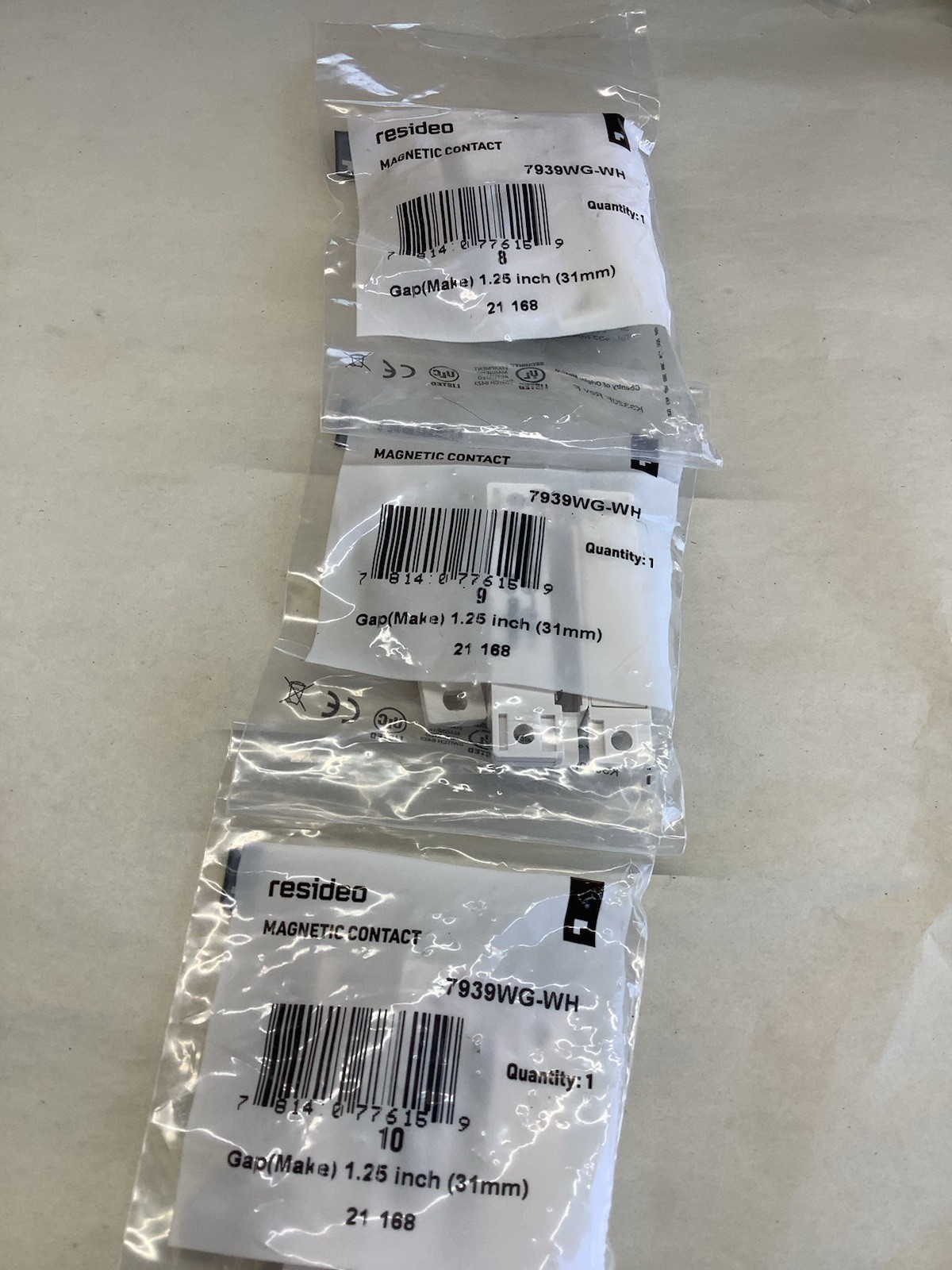 LOT Of 3 Honeywell Resideo 7939WG-WH Surface Mount Contacts New