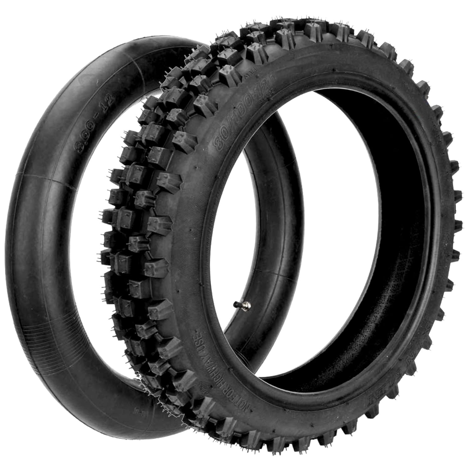 3.00-12 80/100-12 Dirt Bike Rear Tire and Inner Tube Compatible with 90cc 110...