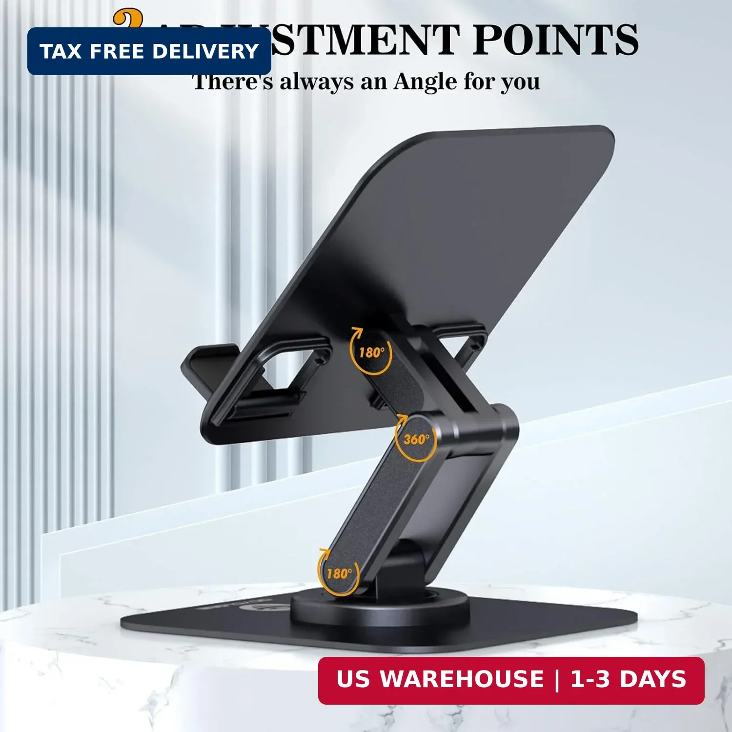 iPad Stand, 360° Rotating Adjustable Foldable iPad Tablet Holder for Desk FAST