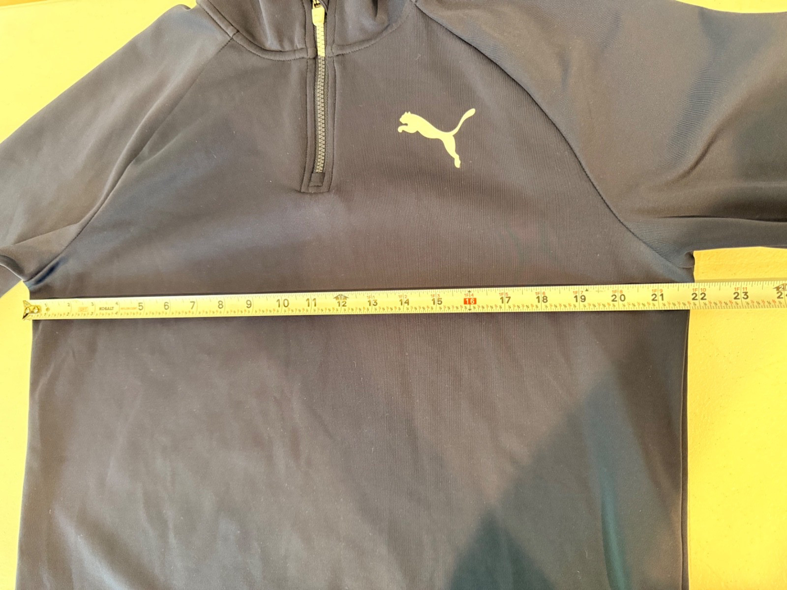 PUMA LIGHTWEIGHT 1/4 ZIP PULLOVER LONG SLEEVE POLY/SPANDEX NAVY BLUE MEDIUM
