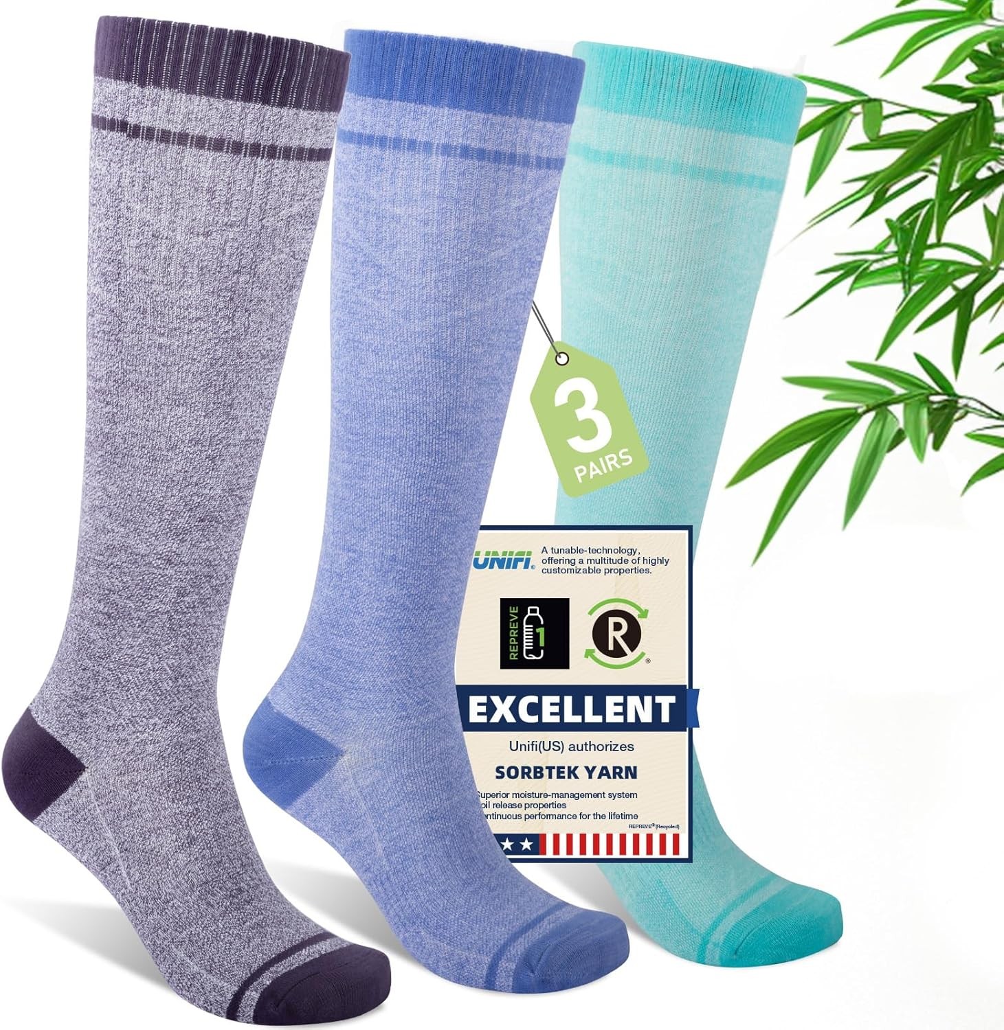 Compression Socks Small-Medium, I7-3pairs (Purple&lavender&turquoise)