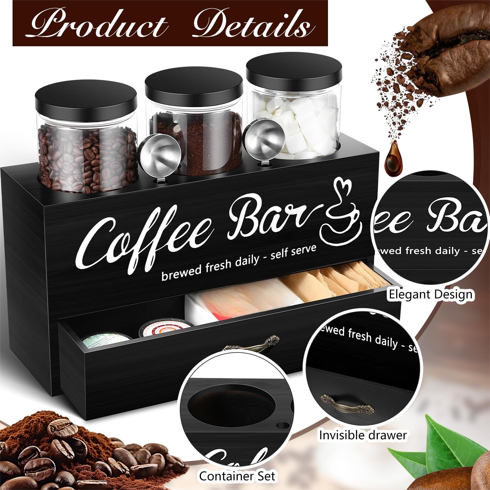 Keep Your Coffee Fresh and Organized - 3 Pc Canister Set with Spoon