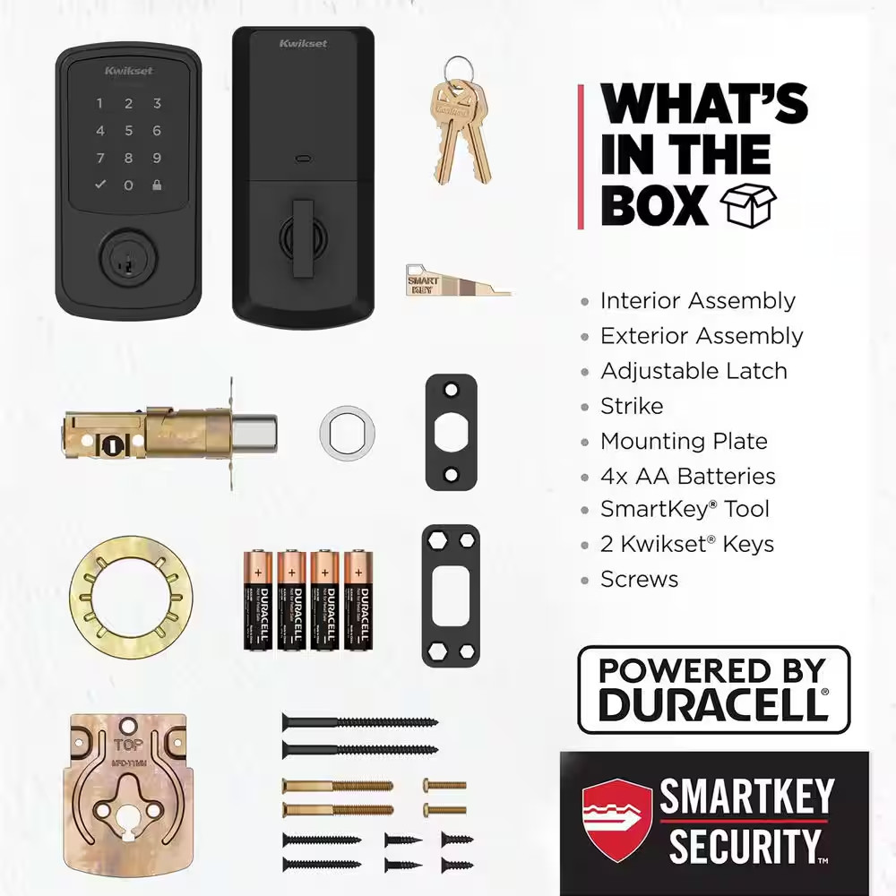 Aura Reach Matte Black Bluetooth + Matter over Thread Enabled Smart Lock Deadbol