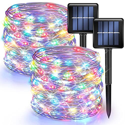 Solar String Lights Outdoor, Total 80FT 240LED Solar Powered 2 Pack Multicolor