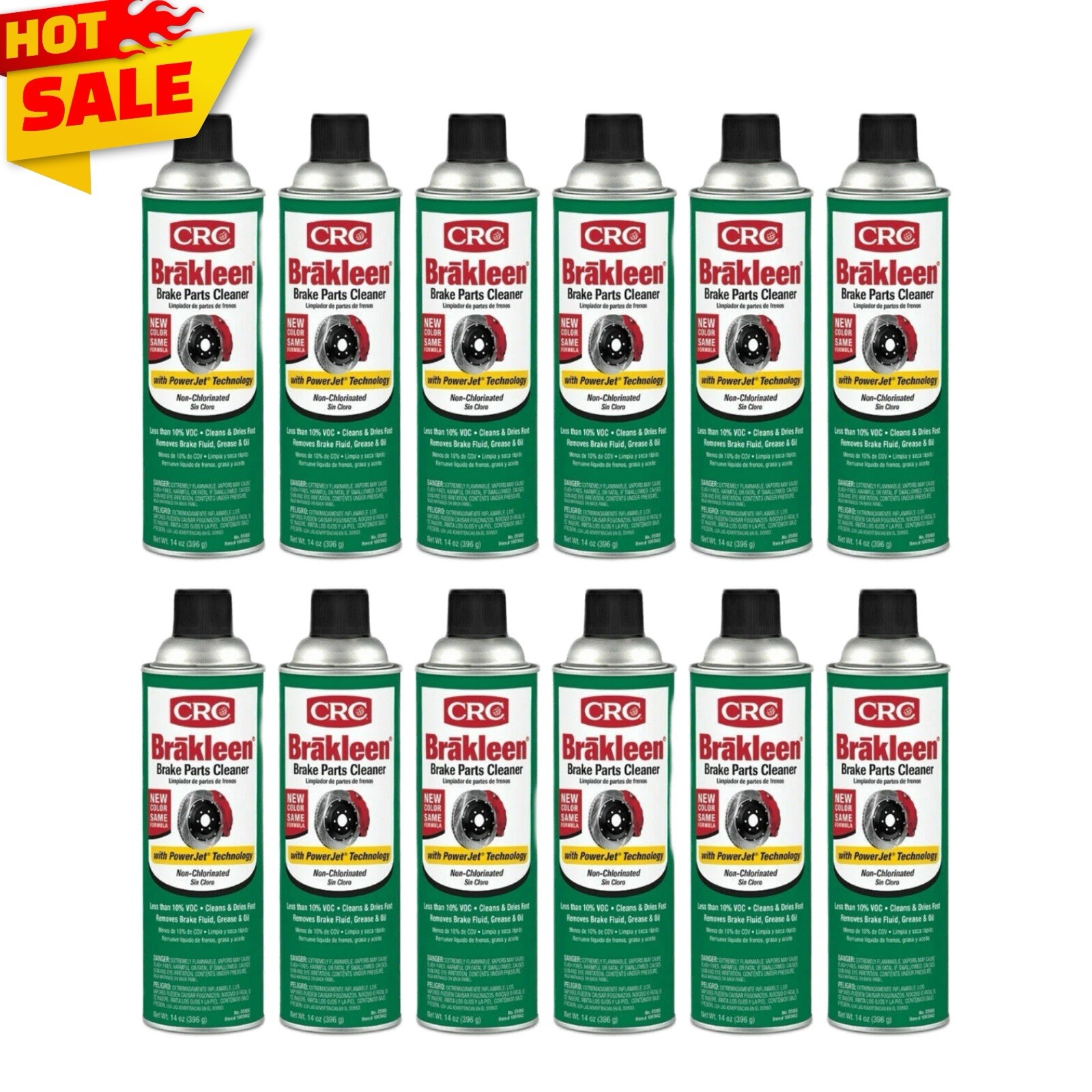 CRC Brakleen Brake Parts Cleaner Non-Chlorinated POWERJET 14 oz (12-Pack)