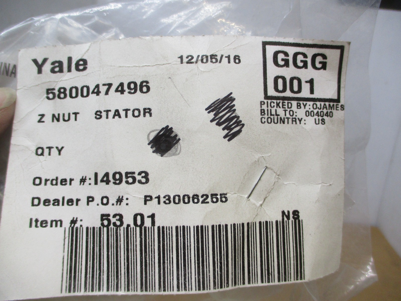 Yale NUT STATOR 580047496