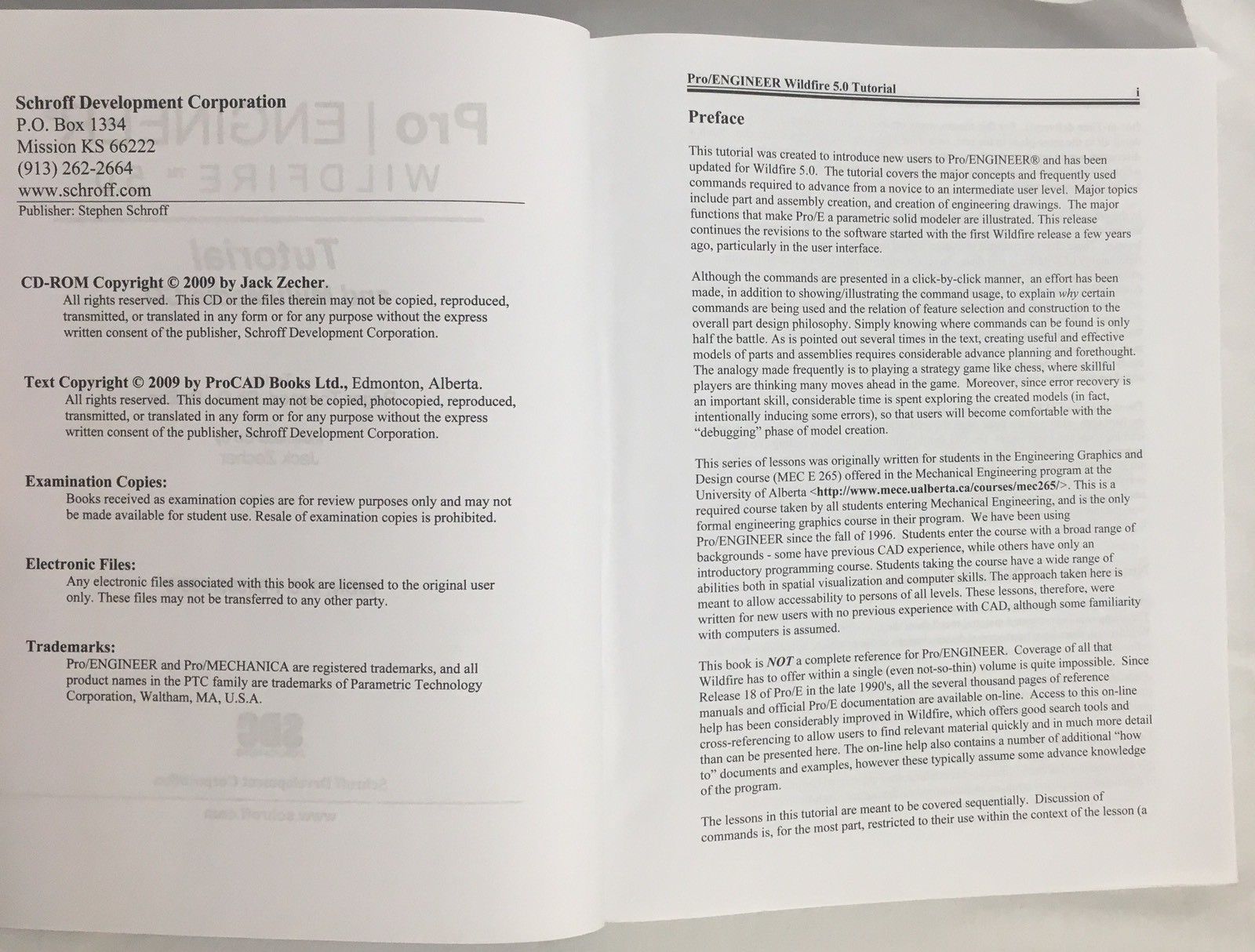 Pro/Engineer WILDFIRE 5.0 Software Tutorial MANUAL ONLY - No CD - Schroff