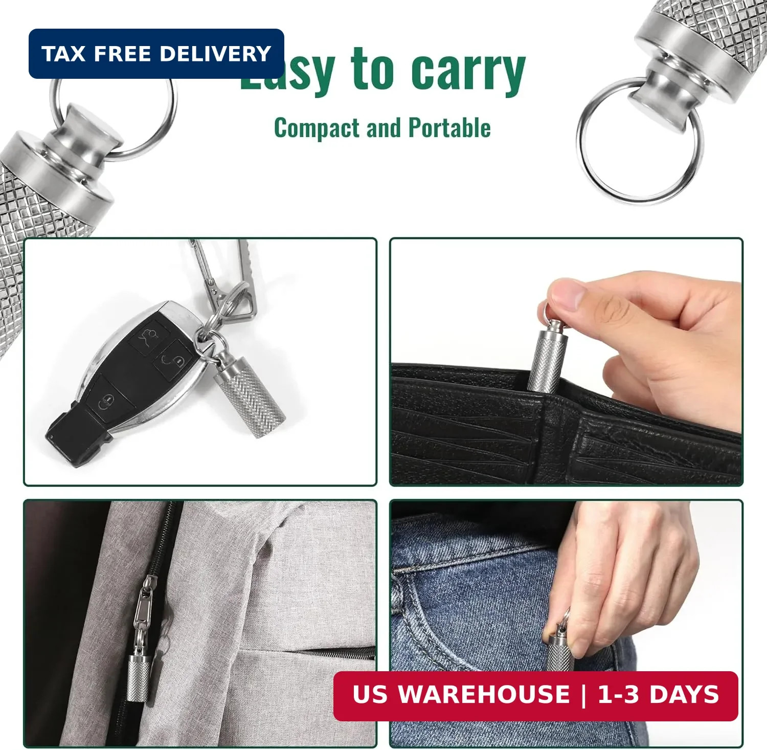 Titanium Keychain Pill Holder Container,Waterproof Portable Pill Box Case for Pu