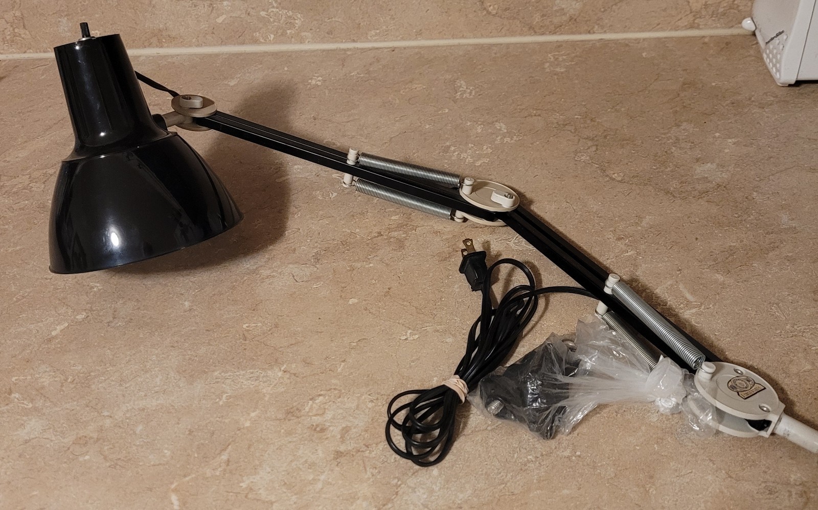Vintage MCM LUXO Black Drafting Lamp Articulating Swing Arm With Clamp 22" Reach