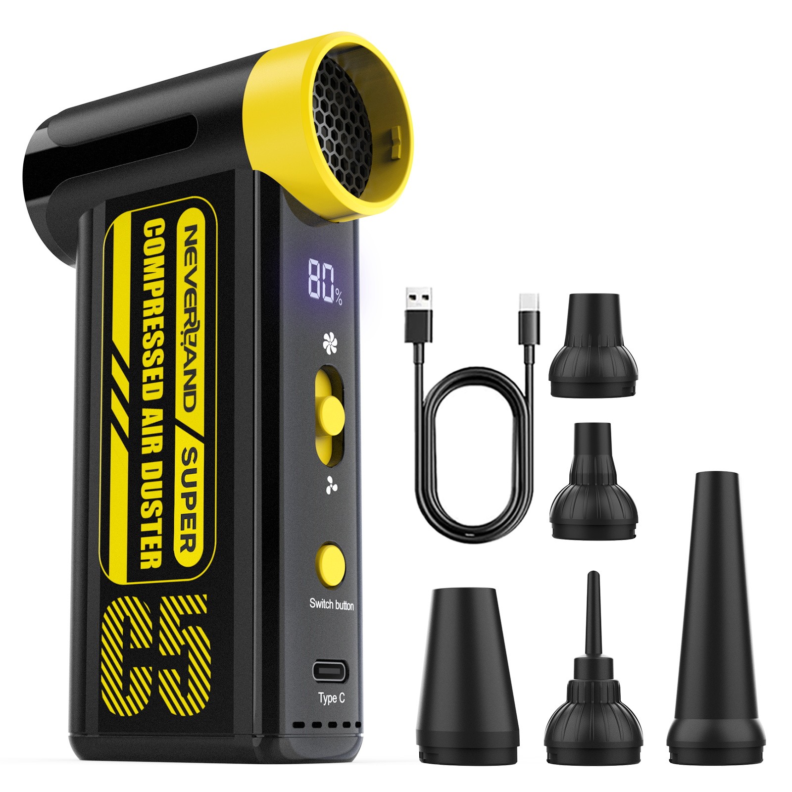 Electric Compressed Air Duster Portable 240000RPM Super Power Cordless Cleaner