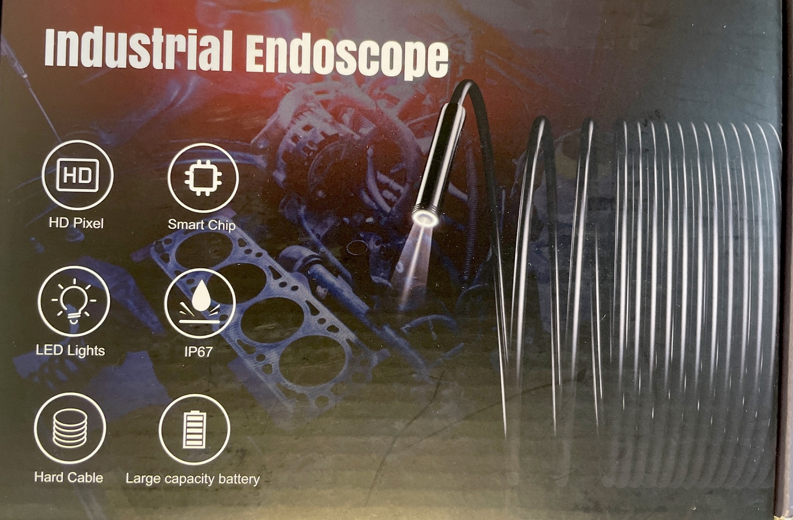 Industrial Endoscope 8mm Diameter Inspection Camera 5 meters Long