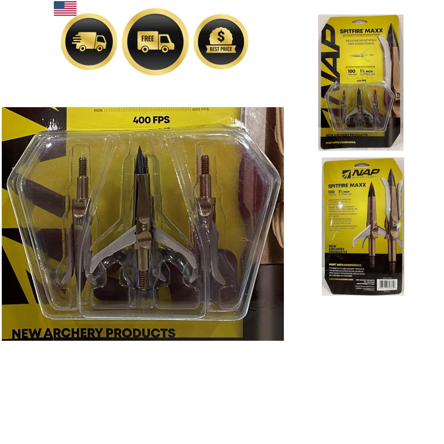 Broadhead Hunting Arrows Archery Bow Accessories 100 Grain 4 Pack