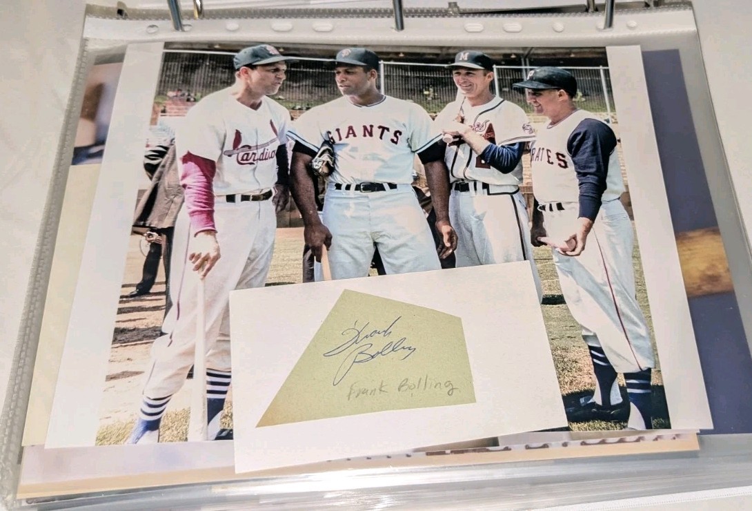 Frank Bolling Milwaukee Braves Signed Cut With 8x10 Photo W/Our COA B