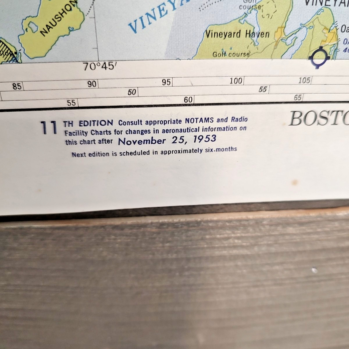 Local Aeronautical Chart Boston 1953 2 Sided Map Wright Bros Golden Anniversary