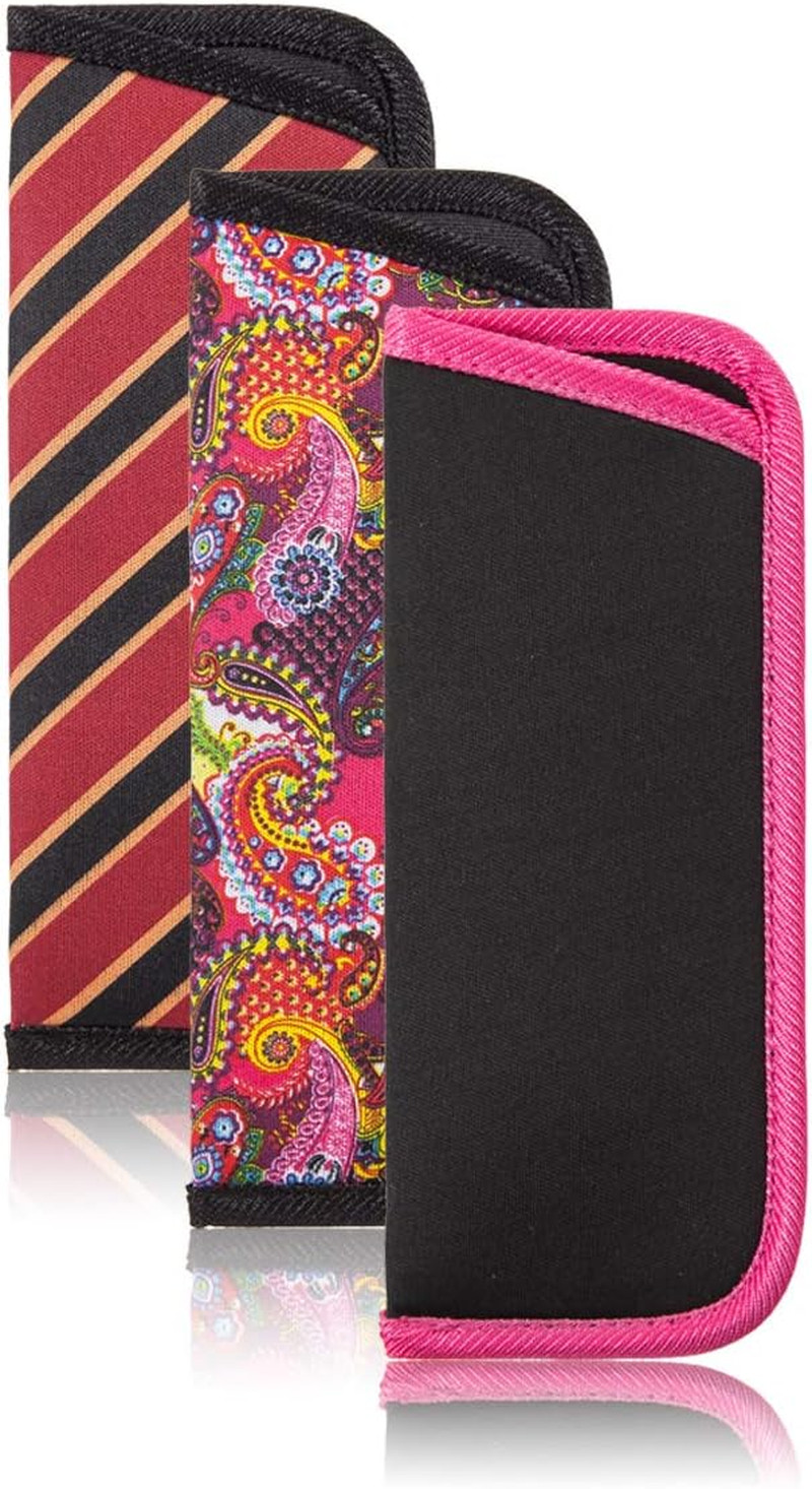 3 Pack Reading Glasses Pouch - Soft Eyeglasses Bag Portable Cloth Eyewear Case