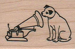 Nipper 2 1/4 x 3 1/2" Rubber Stamp, Music Stamp, Singer, Record Stamp