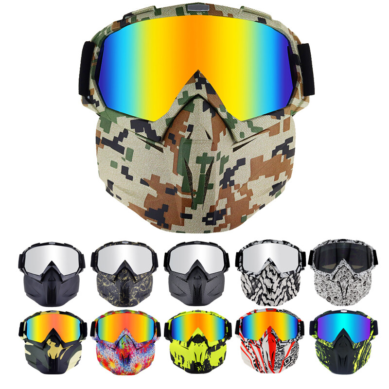 Winter Snow Protective Goggles Detachable Mask Ski Snowboard Alpine OTG Eyewear