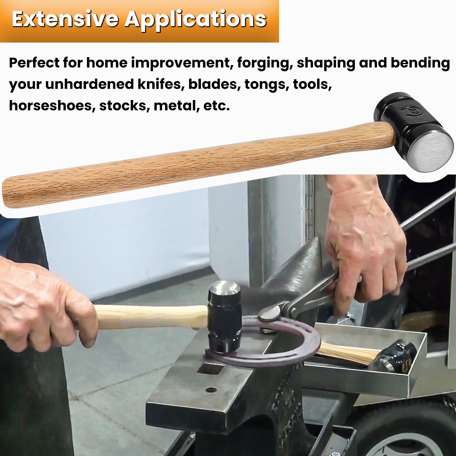36 oz Rounding Hammer Blacksmith Engineer Drilling Handmade Knife Making Forge