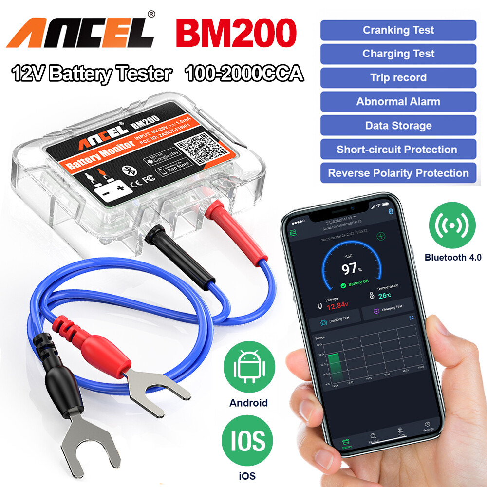 Ancel BM200 Car 12V Battery Tester Cranking Charging Test Battery Health Monitor