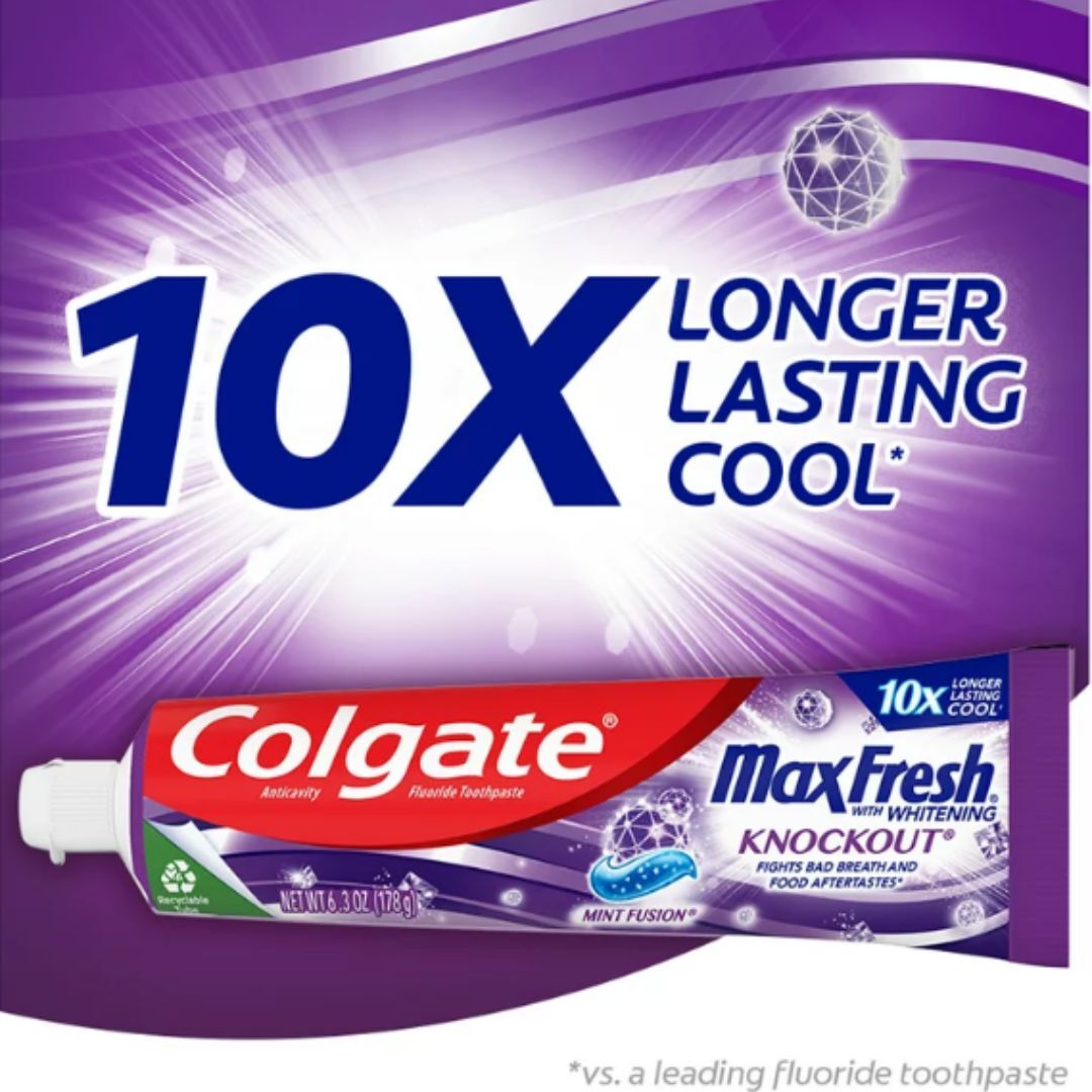 Colgate Max Fresh Knockout Toothpaste, Whitening Toothpaste with Mini Breath