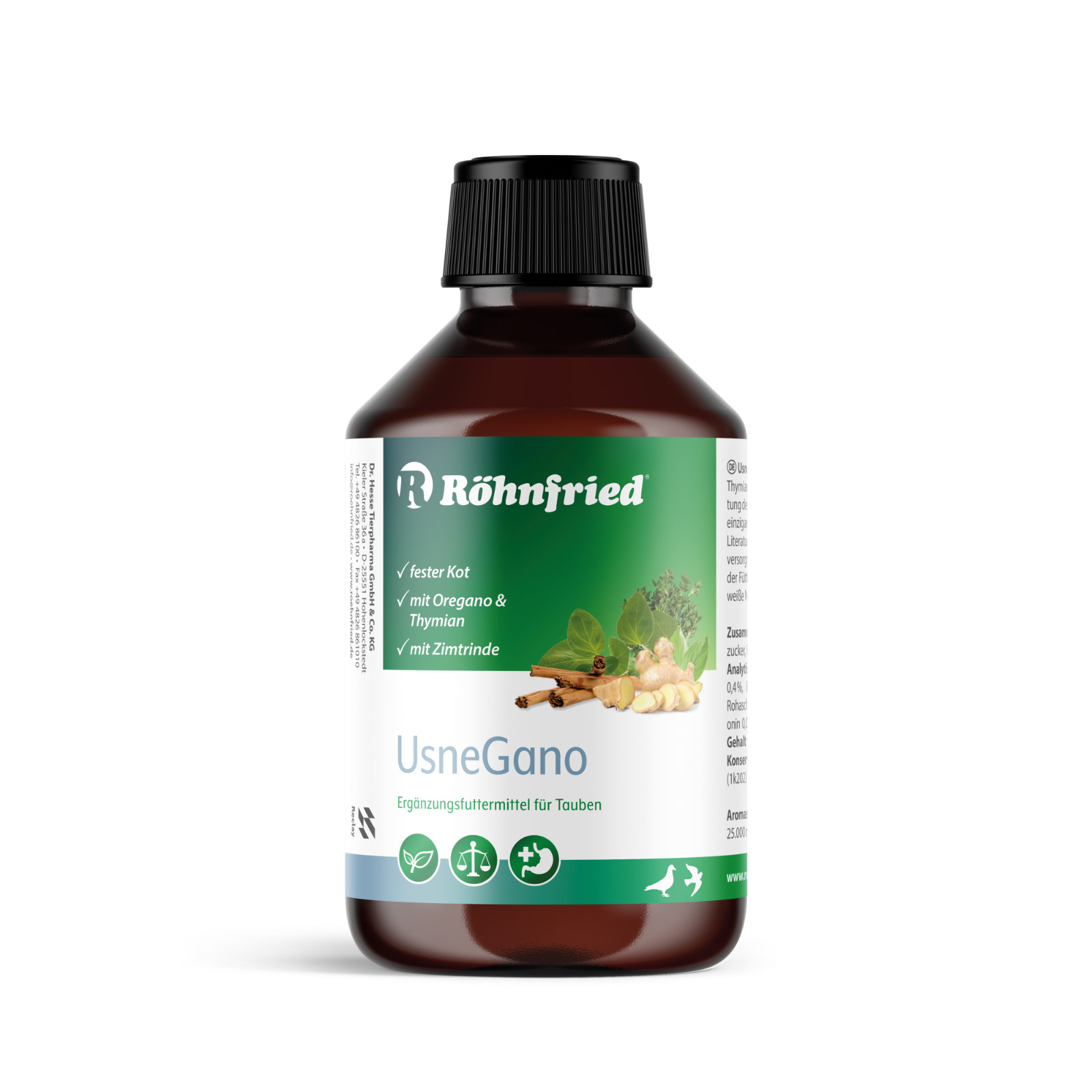 ROHNFRIED USNEGANO 500ml RACING PIGEONS OREGANO RESPIRATORY + WHITE NOSTRIL CARE