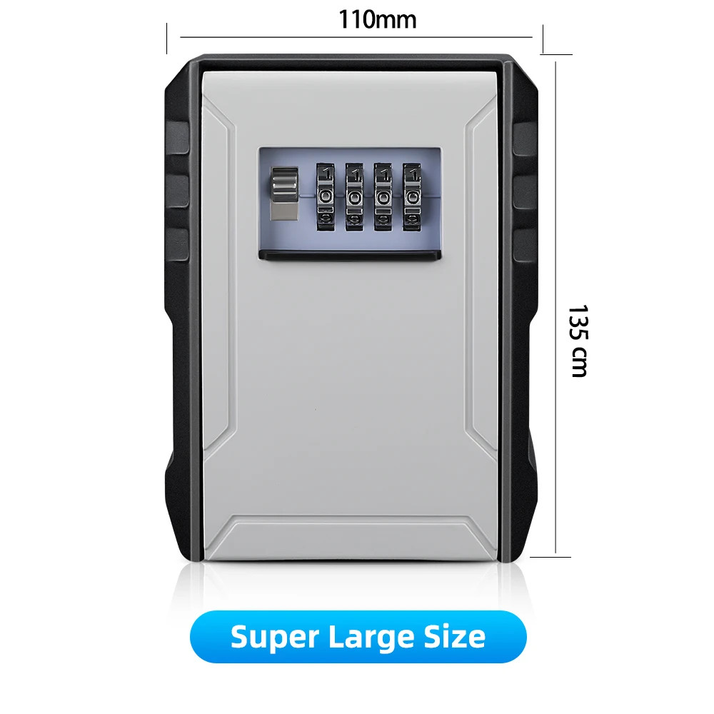 Key Lock Box 4-Digit Code Waterproof Wall Mount Aluminum Security Password Safe