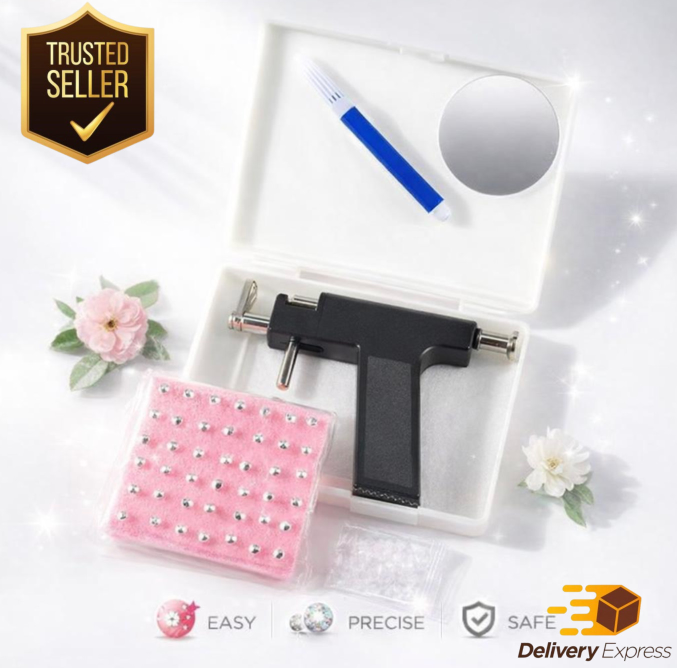 Ear Piercing Gun Kit - Self-Piercing Tool with Studs & Accessories for Home Use
