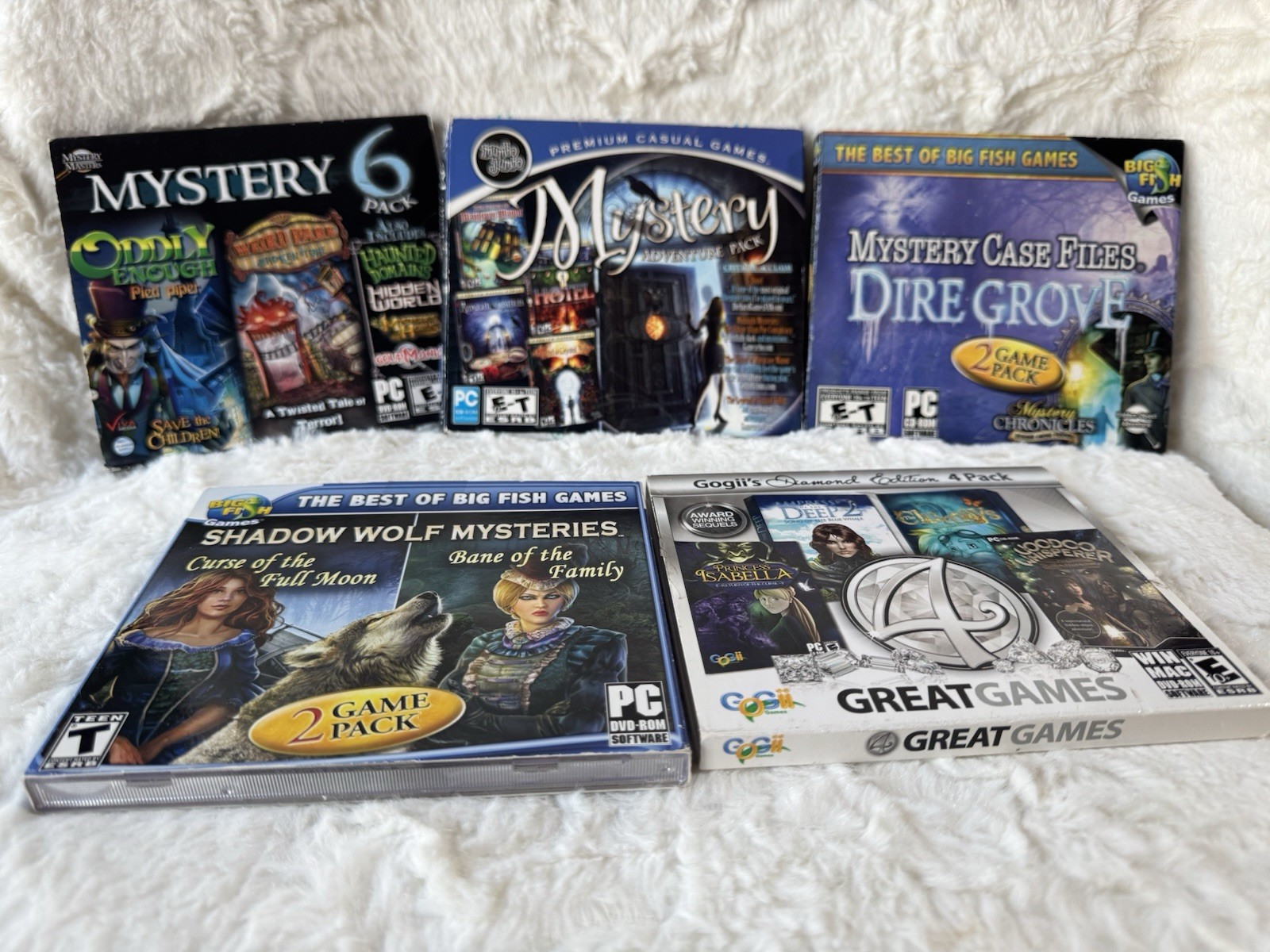 Lot Of 5 Hidden Object Games: Mystery 6, Mystery Adventure, Mystery Dire Grove