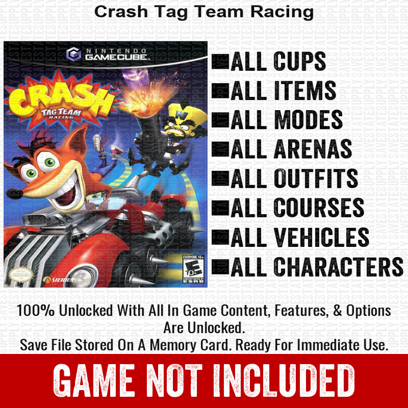 Crash Tag Team Racing 100% Nintendo GameCube Memory Card Save CHEATS
