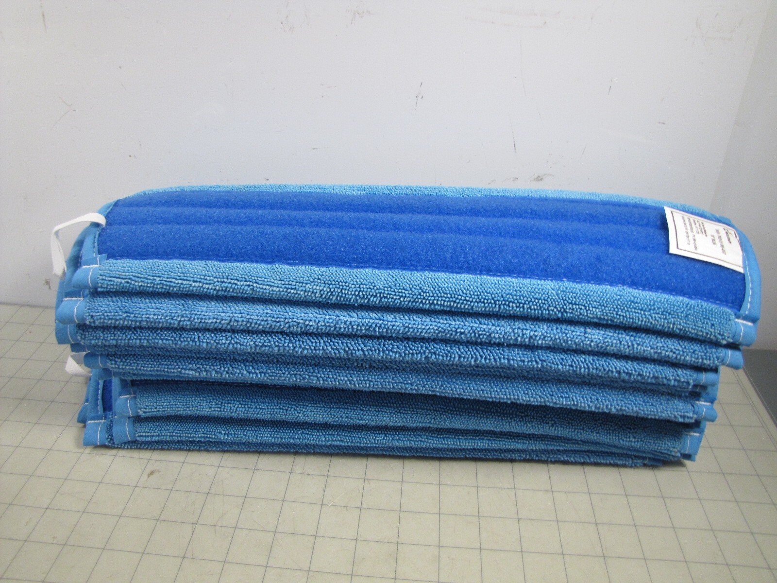12-pk Skilcraft 30761 18" Blue Flat Mop Head Hook & Loop Connection NEW