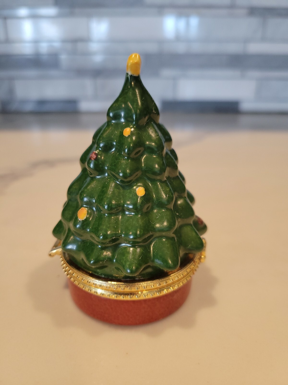 Christmas Tree Trinket Box 4 inches tall