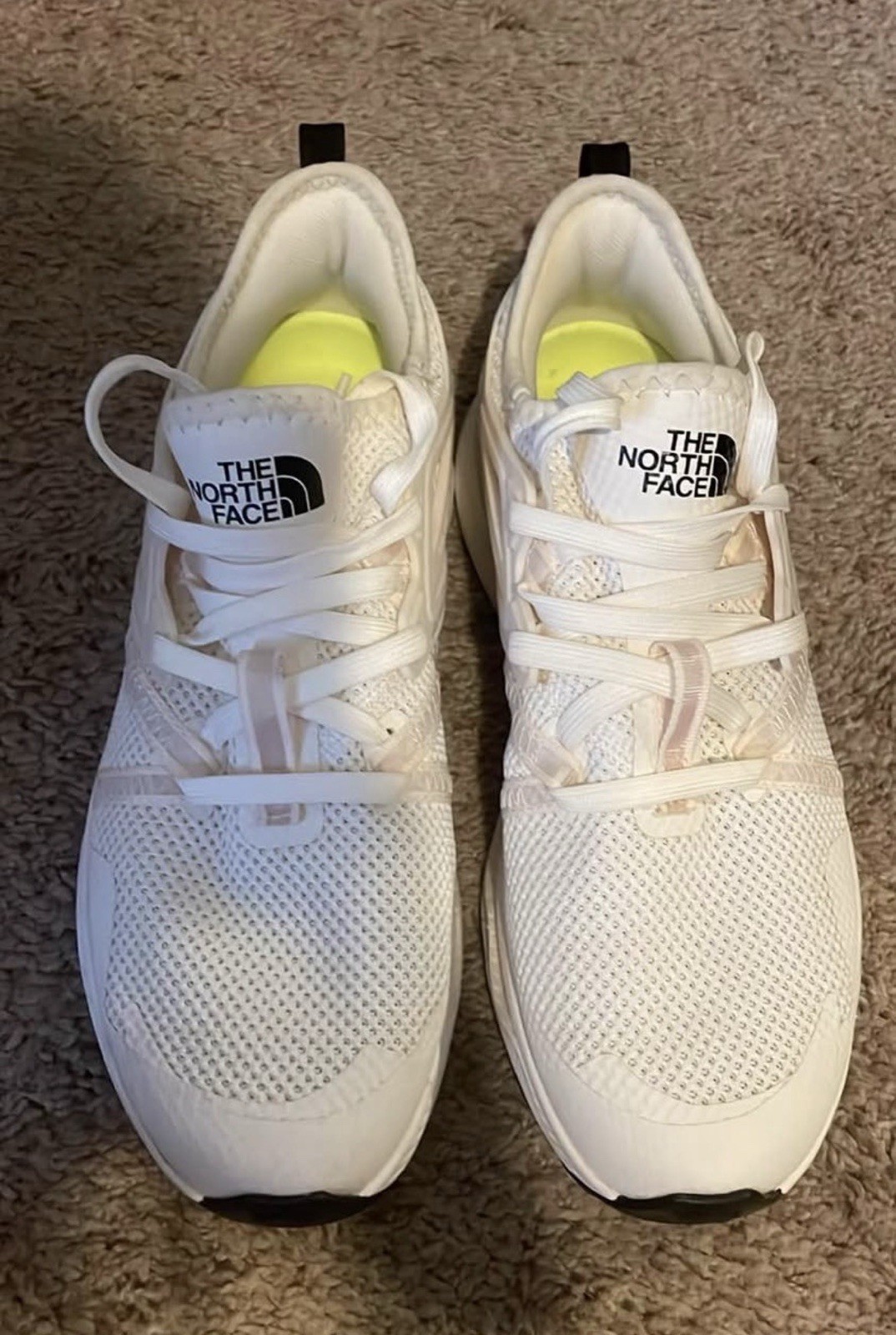 The North Face White Mesh Breathable Running Fitness Shoes Lace Up Low Top