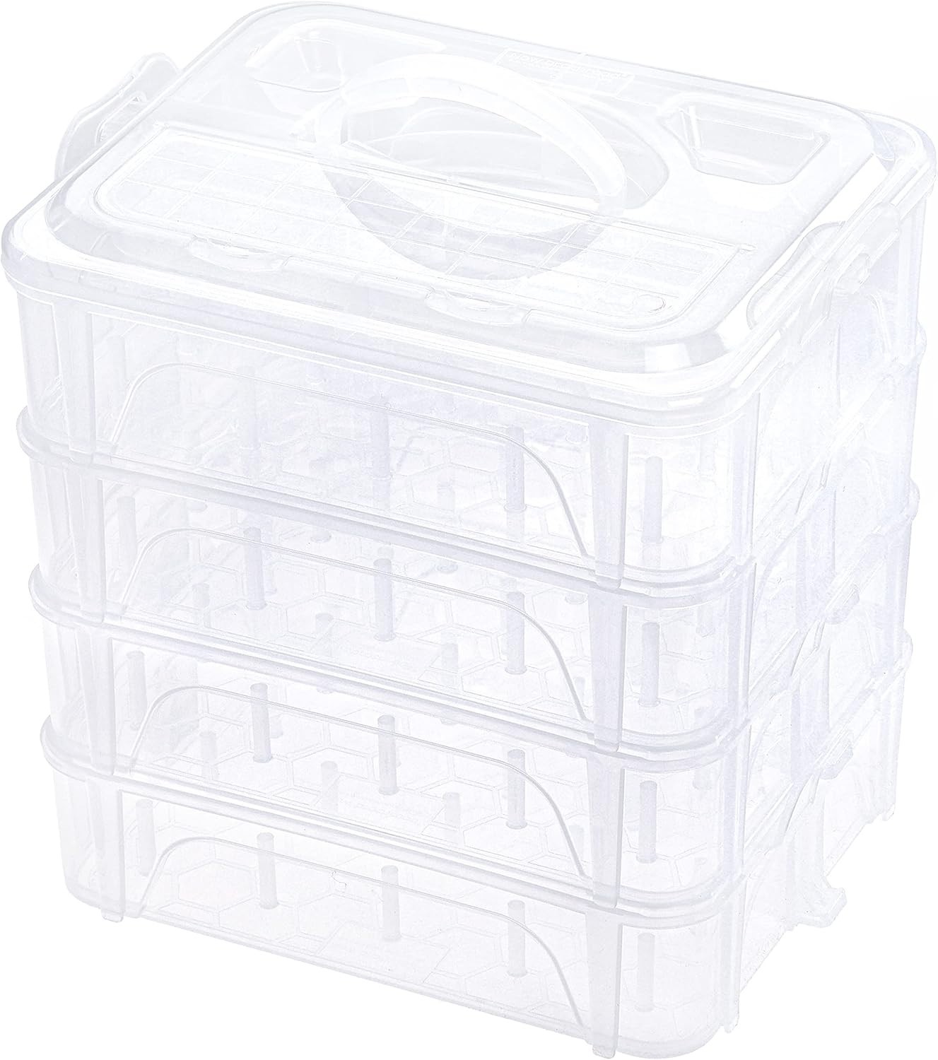 4-Layer Stackable Clear Storage Box for 80 Sewing Thread Spools - Durable Design