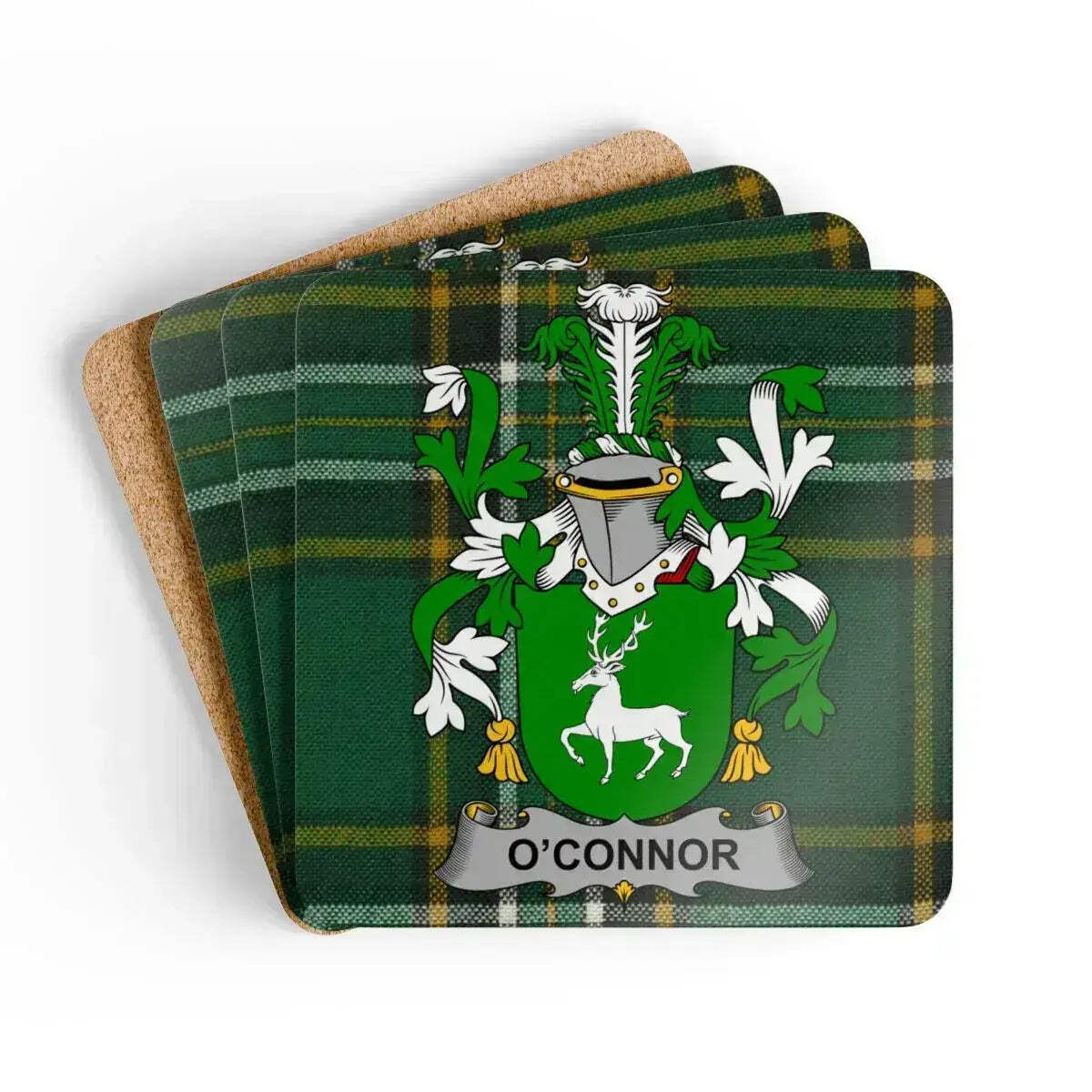 O'Connor Coat Of Arms Tartan Coaster Set