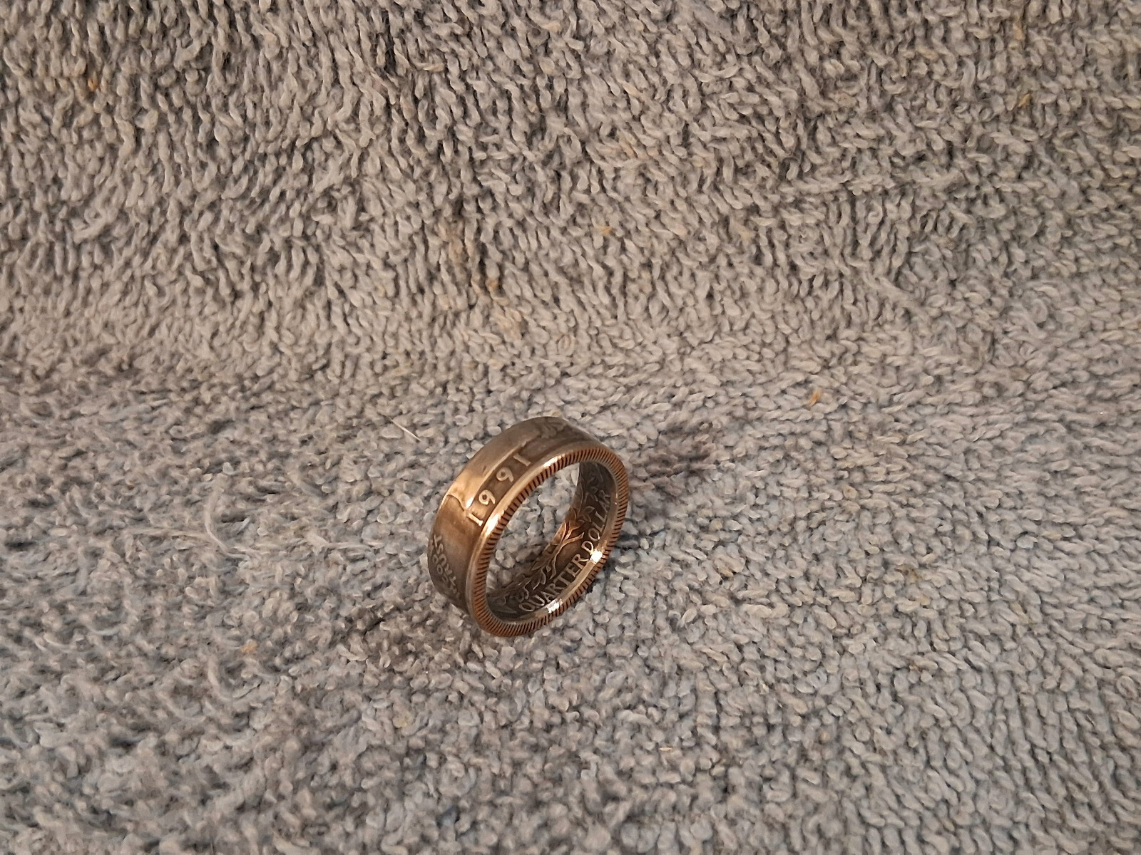 1991  Washington Quarters, Handmade Coin Ring, Size 6   clad