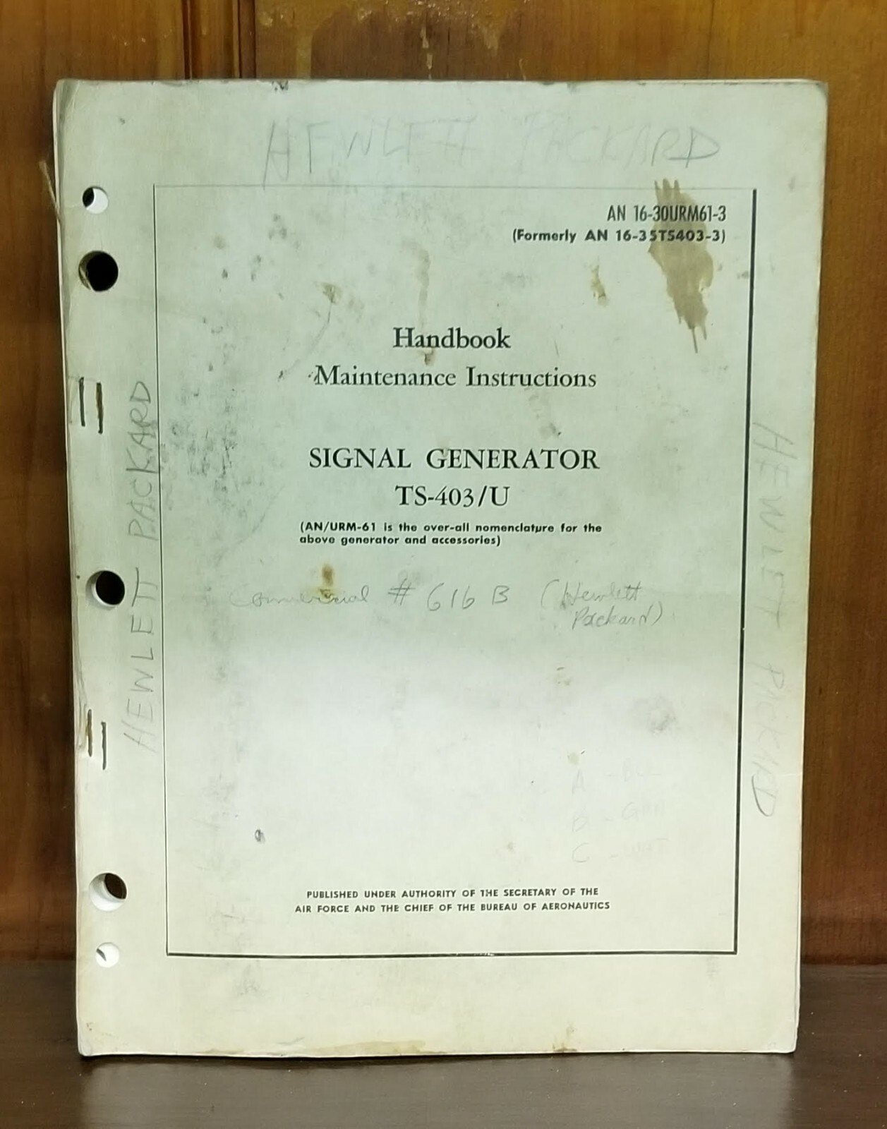 HEWLETT PACKARD SIGNAL GENERATOR TS-403/U MAINTENANCE INSTRUCTIONS HANDBOOK