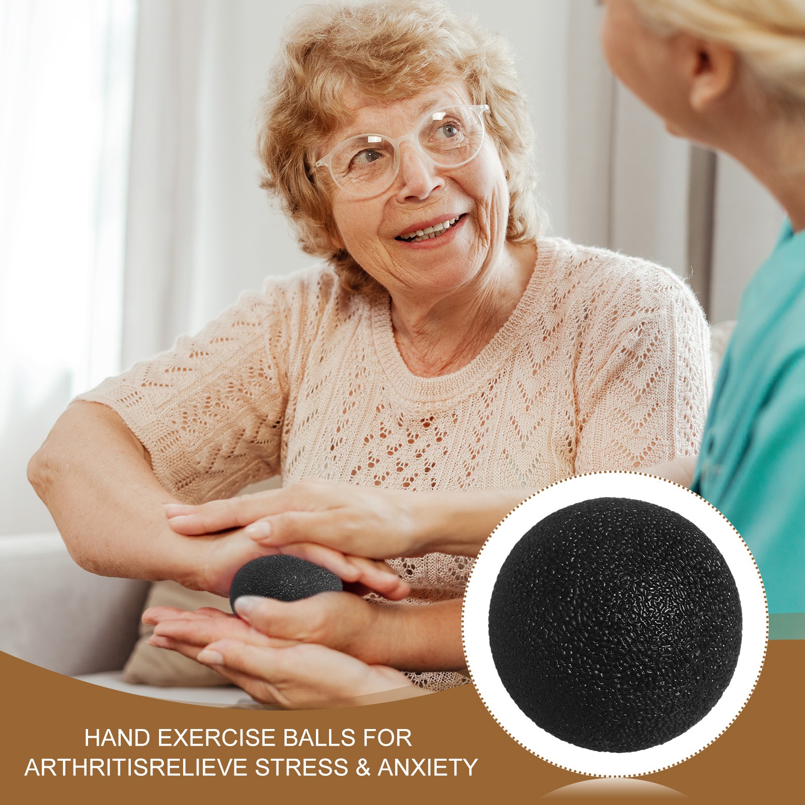 2Pcs Hand Exercise Balls Squeeze Ball Stress Ball Black