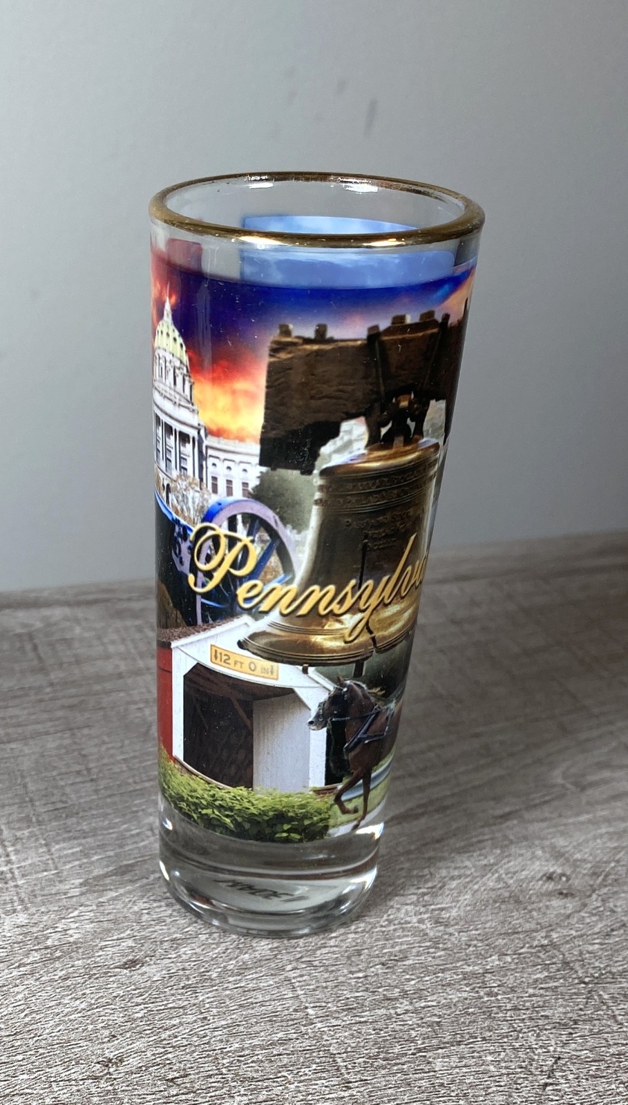 Tall Souvenir Shot Glass Covered Bridges Pennsylvania