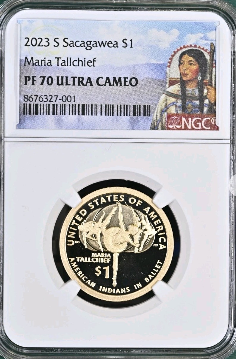 2023-S $1 Sacagawea MARIA TALLCHIEF NGC PF70 Ultra Cameo  Bx2